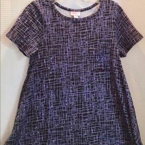 LULAROE  Black Purple Pattern Carly Hi lo Dress XS